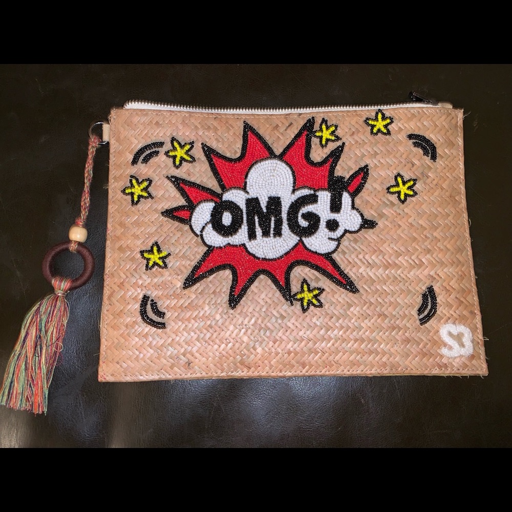 Salvador Bachiller Beaded OMG Wicker Clutch